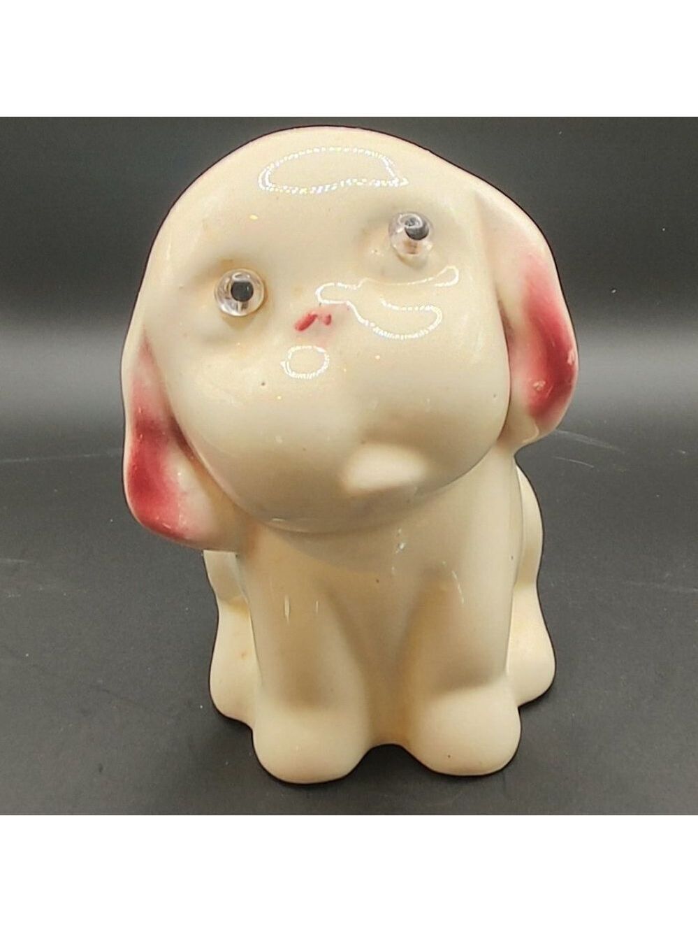 Vintage Pottery Glass Eyed Dog Cotton Tail